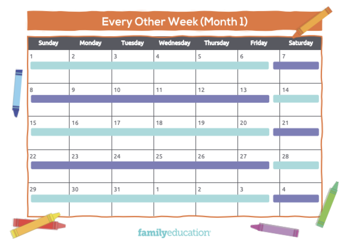 How To Make A Custody Schedule After Divorce Free Printable Custody Calendar FamilyEducation